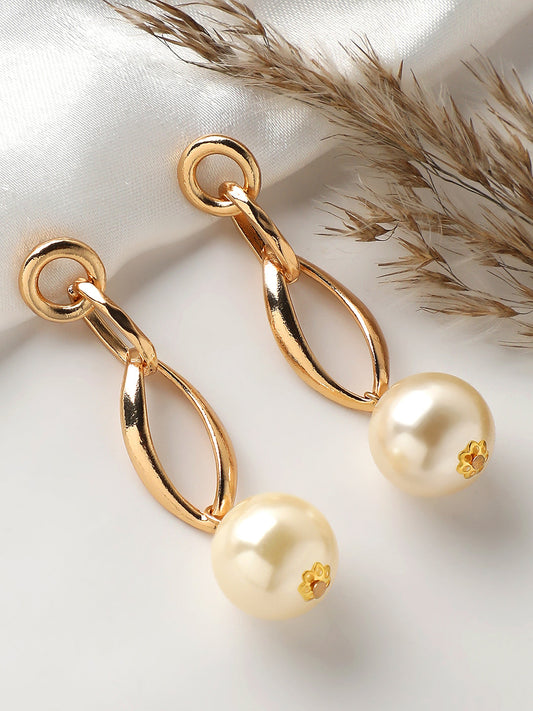 GOLD PLATED PARTY PEARLS DROP EARRING FOR WOMEN
