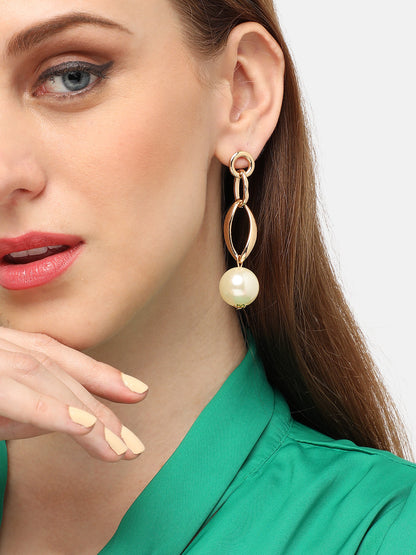 GOLD PLATED PARTY PEARLS DROP EARRING FOR WOMEN