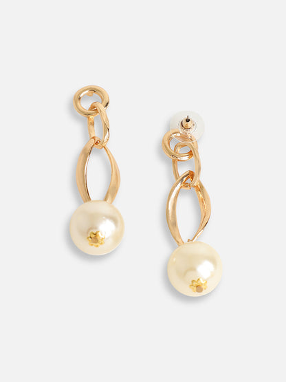 GOLD PLATED PARTY PEARLS DROP EARRING FOR WOMEN