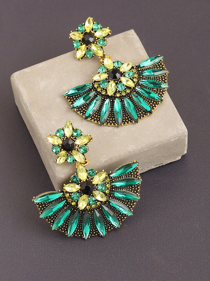 GOLD PLATED PARTY DESIGNER STONE DROP EARRING FOR WOMEN