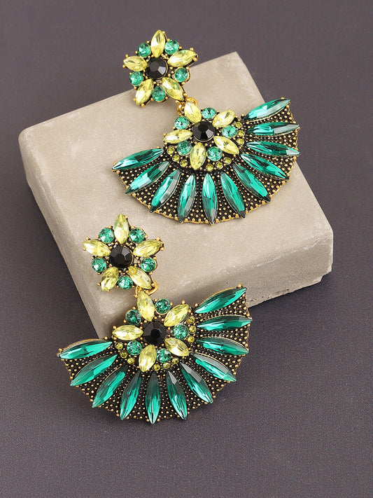 GOLD PLATED PARTY DESIGNER STONE DROP EARRING FOR WOMEN