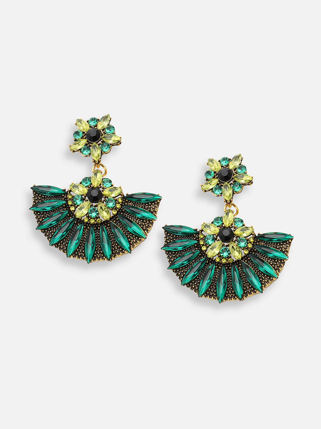 GOLD PLATED PARTY DESIGNER STONE DROP EARRING FOR WOMEN