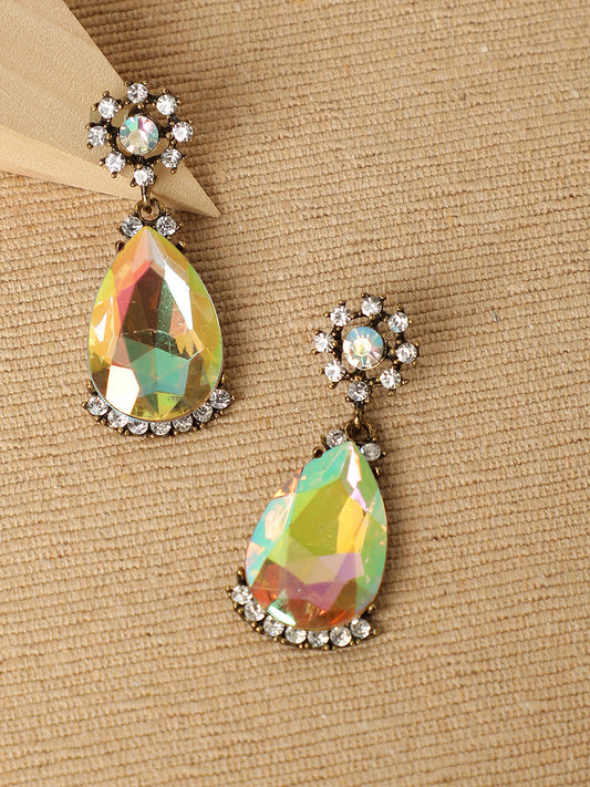 GOLD PLATED PARTY DESIGNER STONE DROP EARRING FOR WOMEN