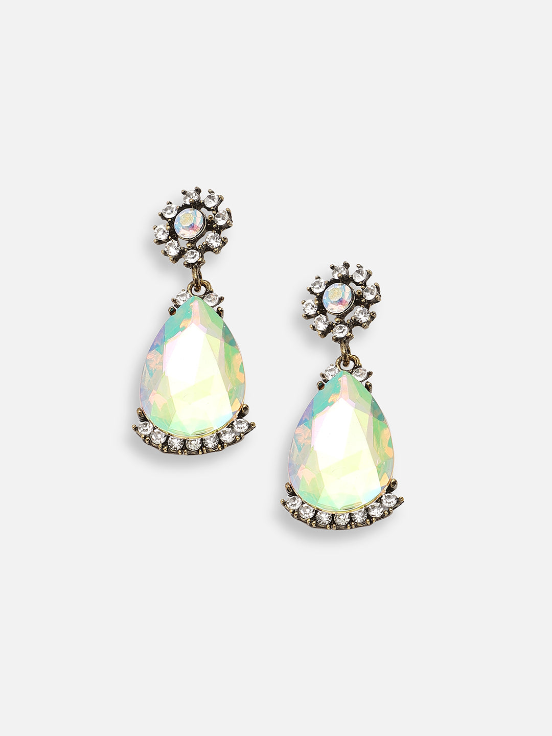 GOLD PLATED PARTY DESIGNER STONE DROP EARRING FOR WOMEN
