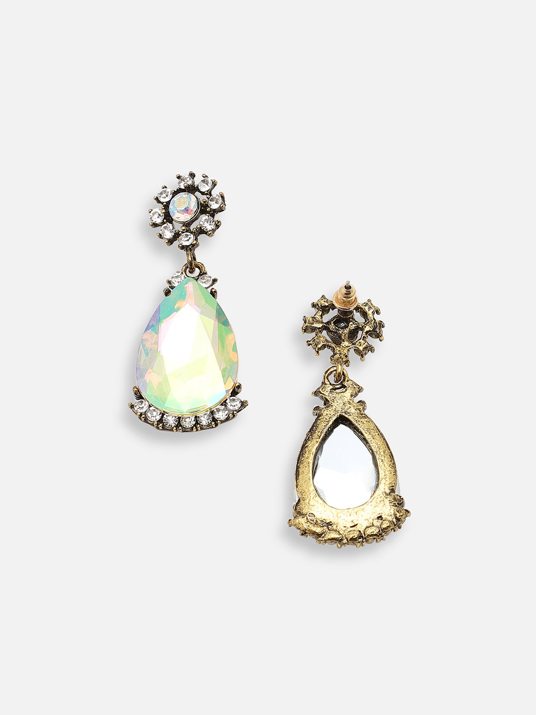 GOLD PLATED PARTY DESIGNER STONE DROP EARRING FOR WOMEN
