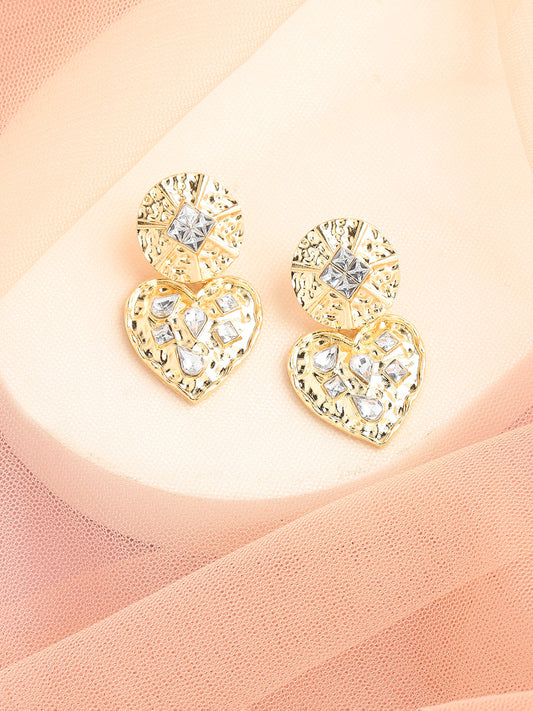 GOLD PLATED PARTY DESIGNER STONE DROP EARRING FOR WOMEN