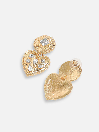 GOLD PLATED PARTY DESIGNER STONE DROP EARRING FOR WOMEN
