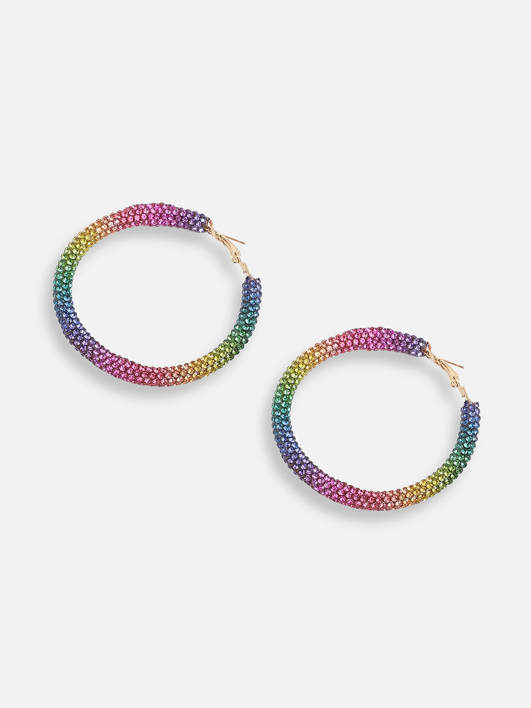 GOLD PLATED PARTY DESIGNER STONE HOOP EARRING FOR WOMEN
