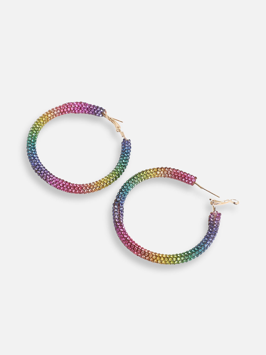 GOLD PLATED PARTY DESIGNER STONE HOOP EARRING FOR WOMEN