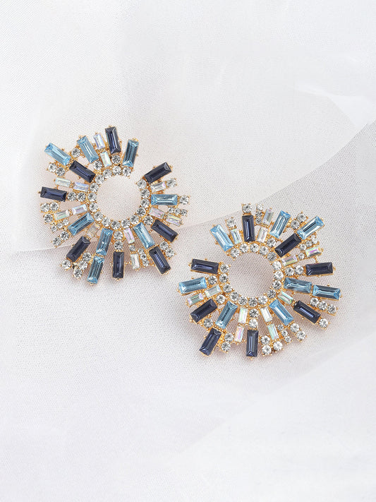 GOLD PLATED PARTY DESIGNER STONE STUD FOR WOMEN