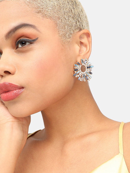GOLD PLATED PARTY DESIGNER STONE STUD FOR WOMEN