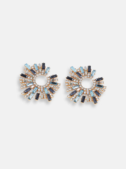 GOLD PLATED PARTY DESIGNER STONE STUD FOR WOMEN