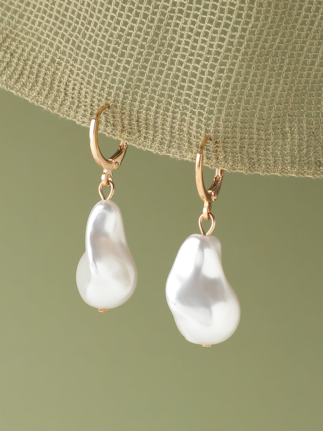GOLD PLATED PARTY PEARLS DROP EARRING FOR WOMEN