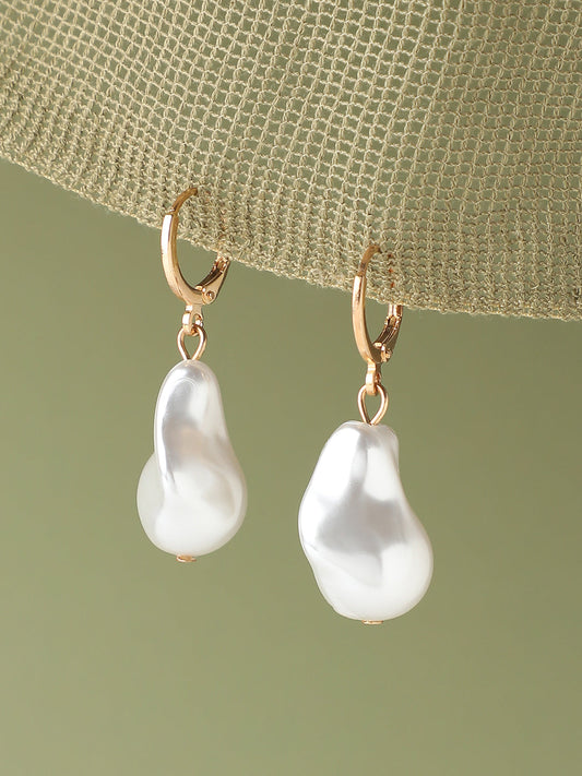 GOLD PLATED PARTY PEARLS DROP EARRING FOR WOMEN