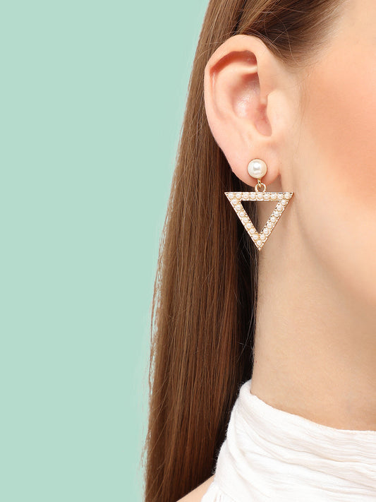 GOLD PLATED PARTY DESIGNER STONE DROP EARRING FOR WOMEN