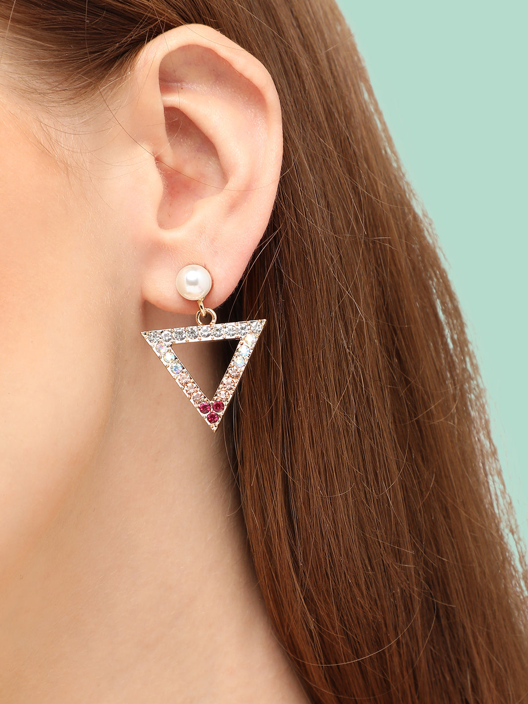 GOLD PLATED PARTY DESIGNER STONE DROP EARRING FOR WOMEN