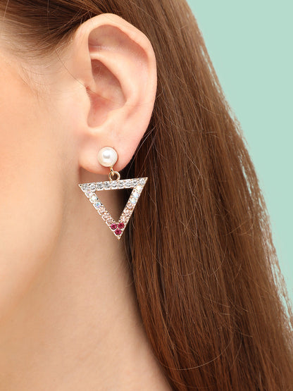 GOLD PLATED PARTY DESIGNER STONE DROP EARRING FOR WOMEN