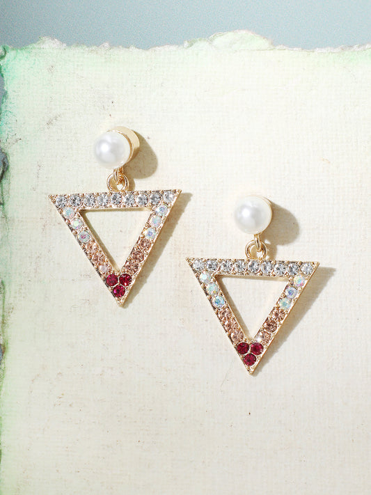 GOLD PLATED PARTY DESIGNER STONE DROP EARRING FOR WOMEN