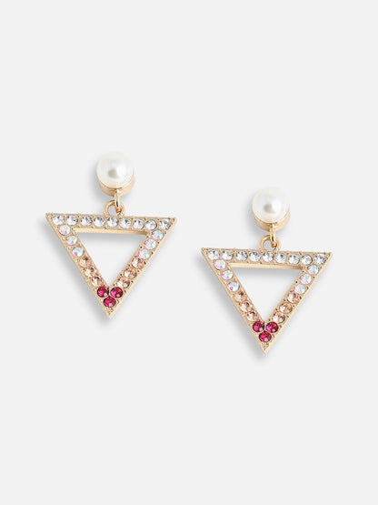 GOLD PLATED PARTY DESIGNER STONE DROP EARRING FOR WOMEN
