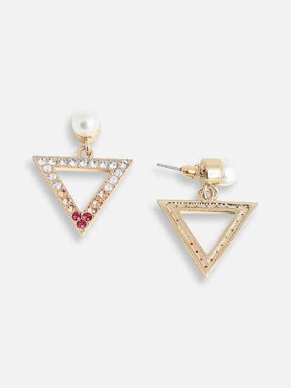 GOLD PLATED PARTY DESIGNER STONE DROP EARRING FOR WOMEN