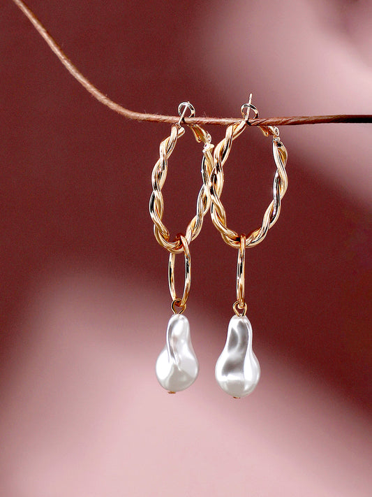 GOLD PLATED PARTY DESIGNER STONE DROP EARRING FOR WOMEN