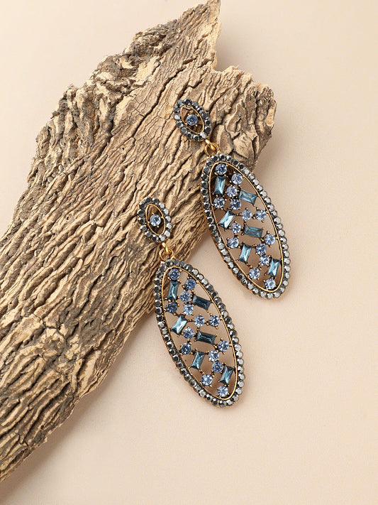 GOLD PLATED PARTY DESIGNER STONE DROP EARRING FOR WOMEN