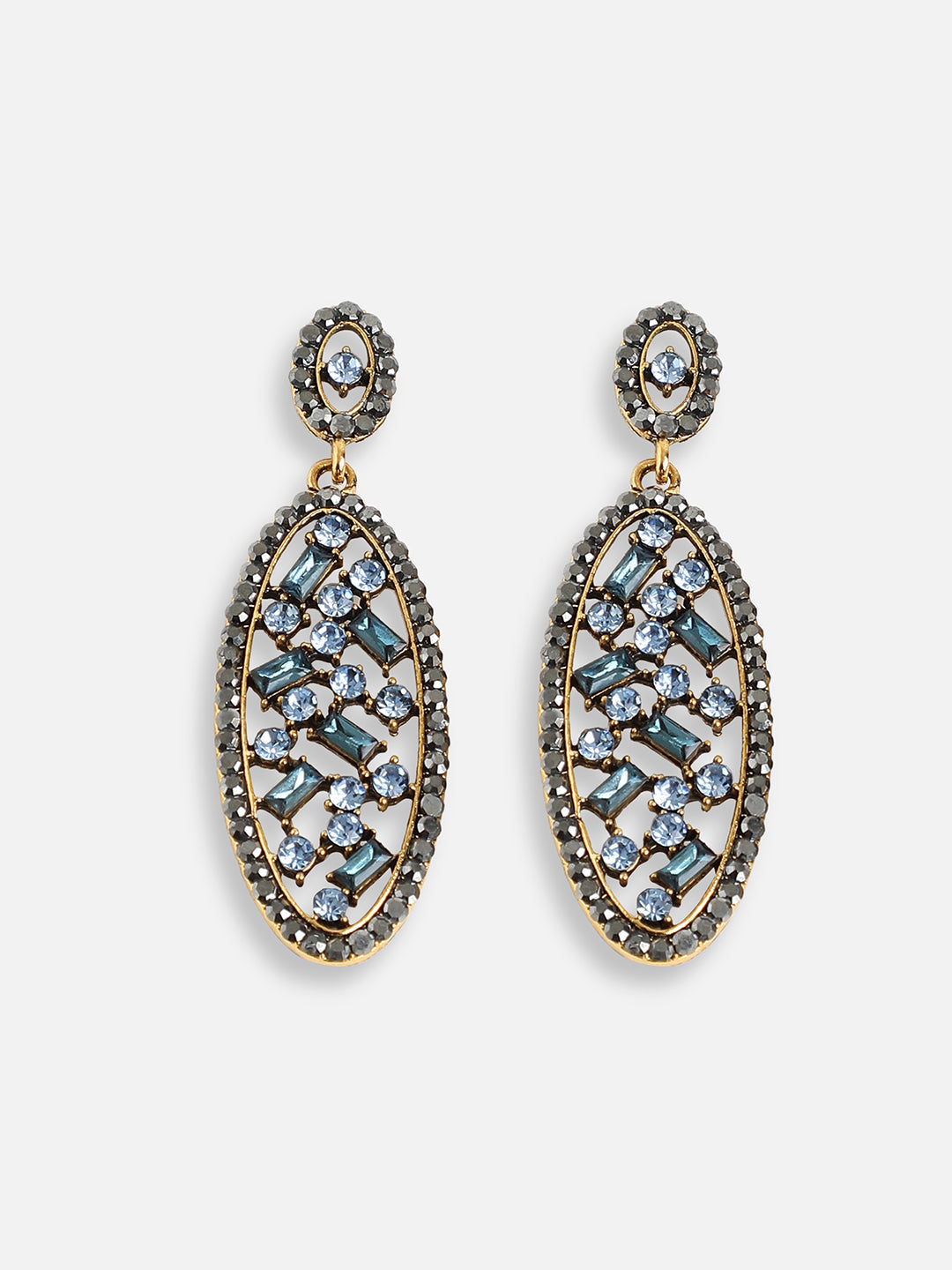 GOLD PLATED PARTY DESIGNER STONE DROP EARRING FOR WOMEN
