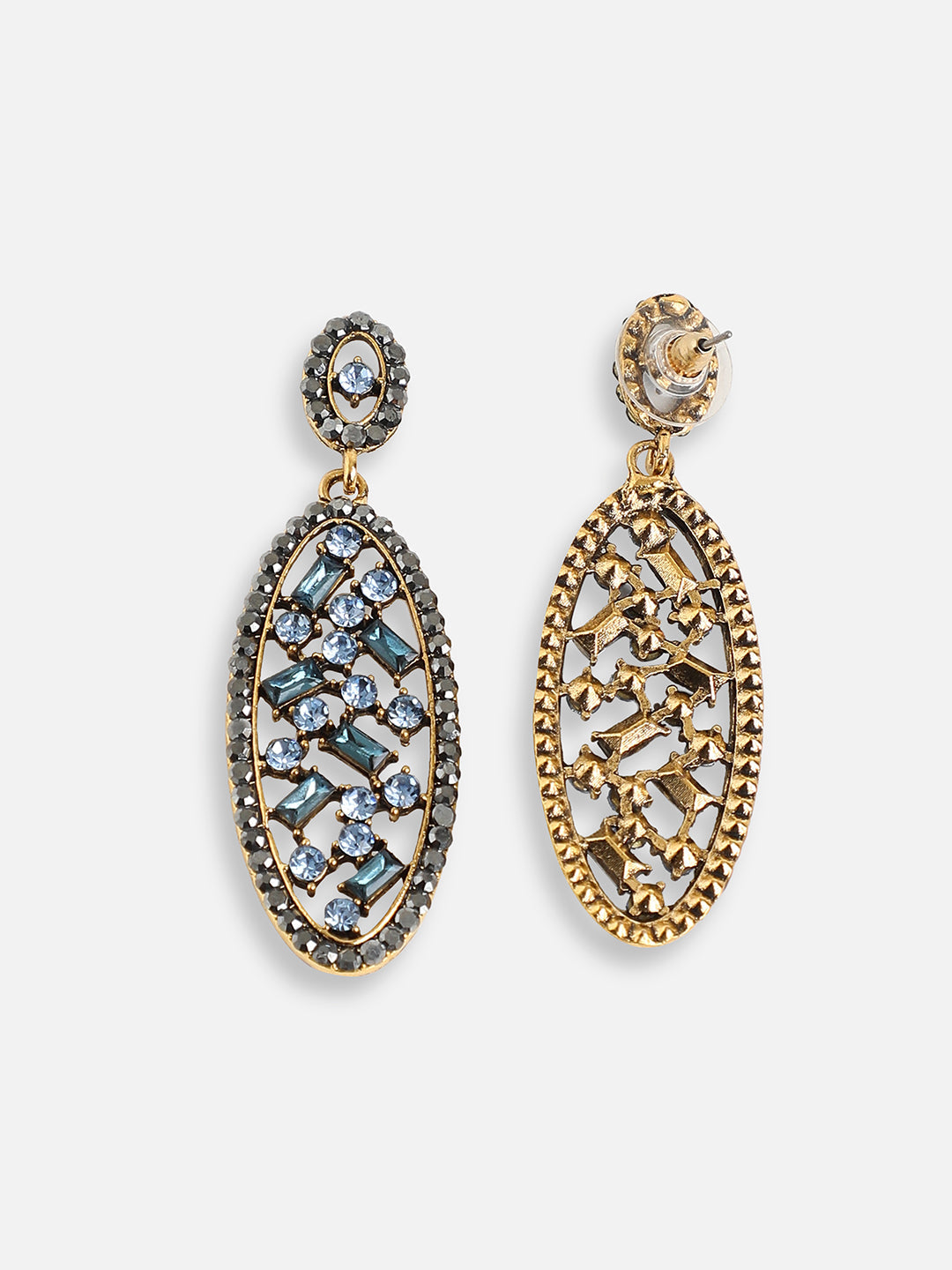 GOLD PLATED PARTY DESIGNER STONE DROP EARRING FOR WOMEN