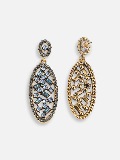 GOLD PLATED PARTY DESIGNER STONE DROP EARRING FOR WOMEN
