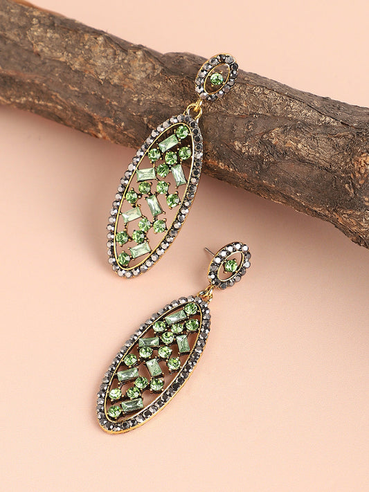 GOLD PLATED PARTY DESIGNER STONE DROP EARRING FOR WOMEN