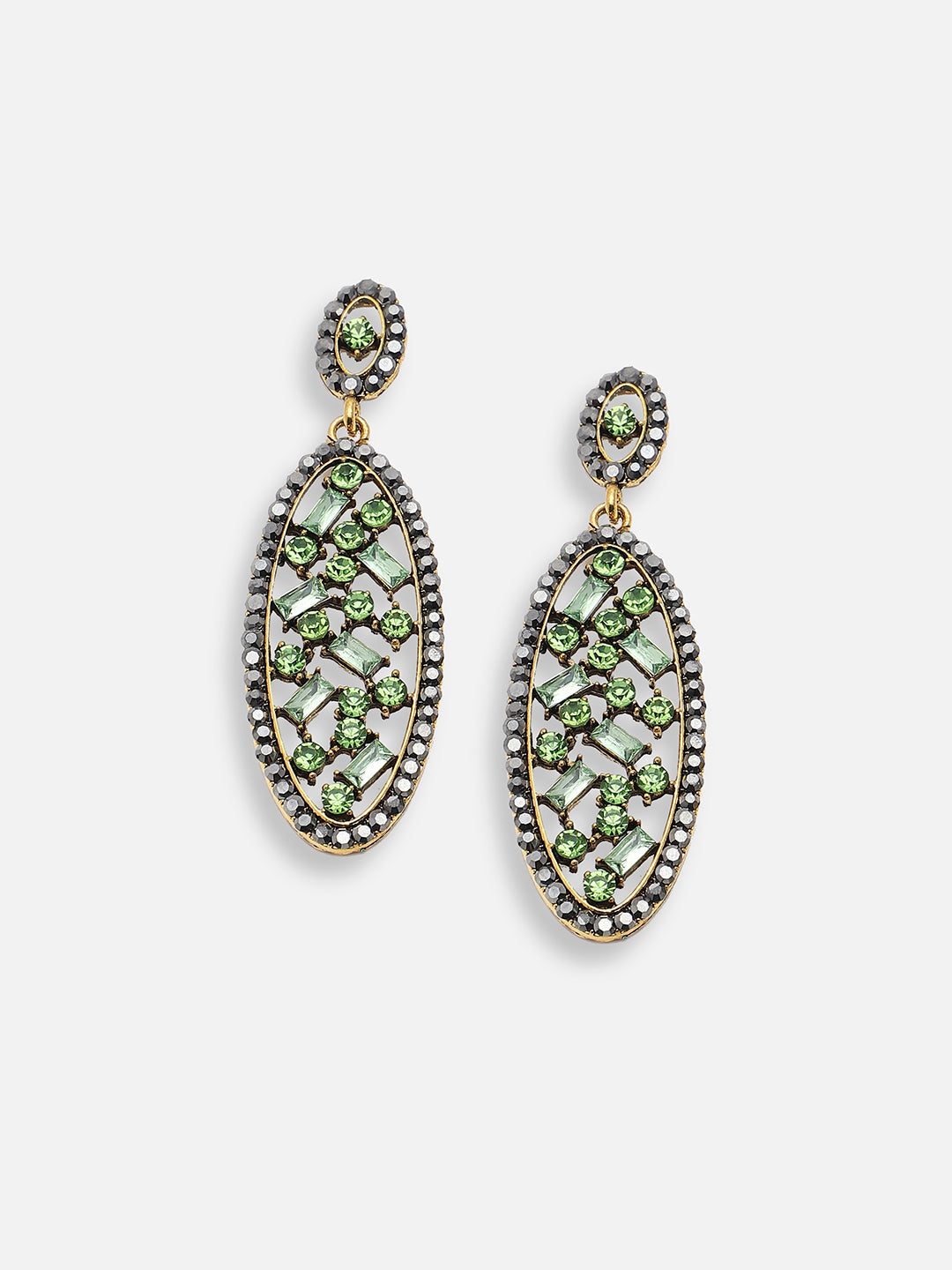 GOLD PLATED PARTY DESIGNER STONE DROP EARRING FOR WOMEN
