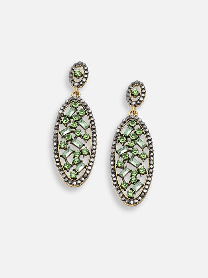 GOLD PLATED PARTY DESIGNER STONE DROP EARRING FOR WOMEN