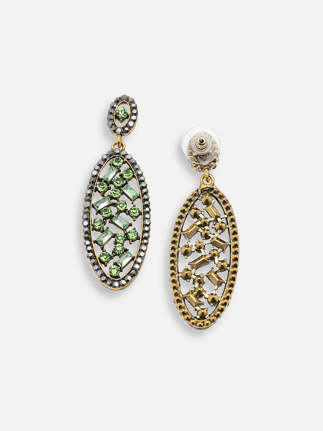 GOLD PLATED PARTY DESIGNER STONE DROP EARRING FOR WOMEN