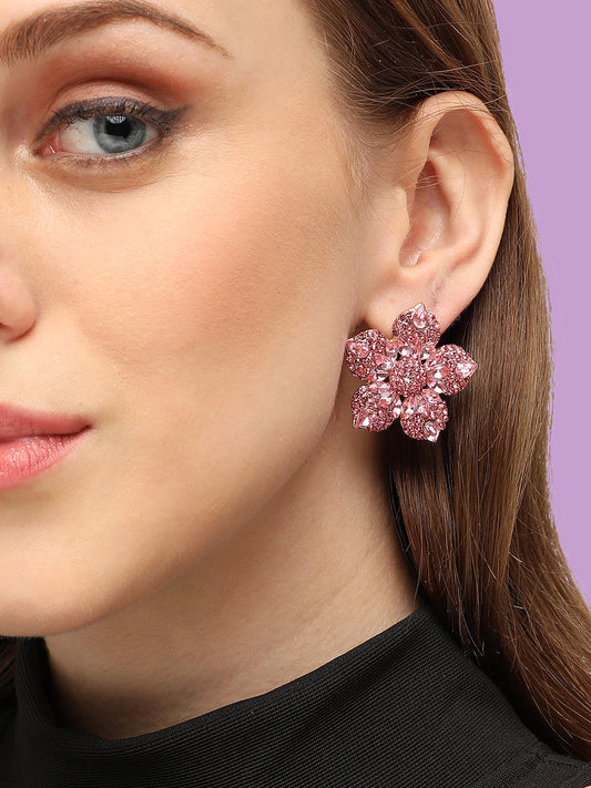 GOLD PLATED PARTY DESIGNER STONE STUD FOR WOMEN