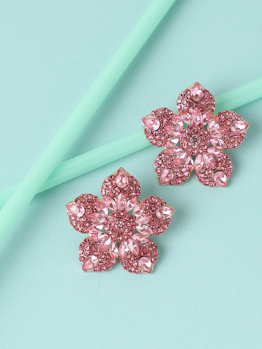GOLD PLATED PARTY DESIGNER STONE STUD FOR WOMEN
