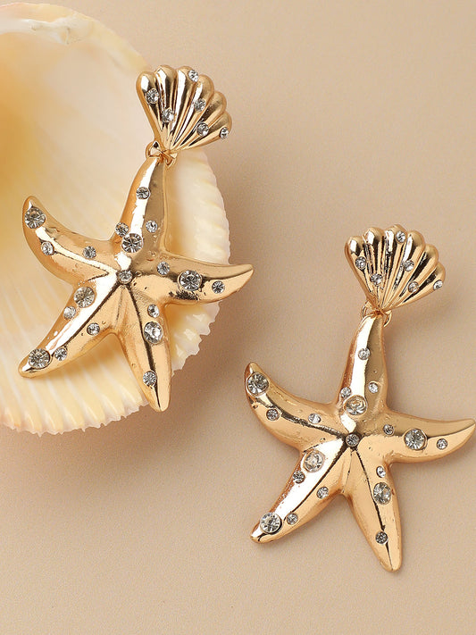 GOLD PLATED PARTY DESIGNER DROP EARRING FOR WOMEN