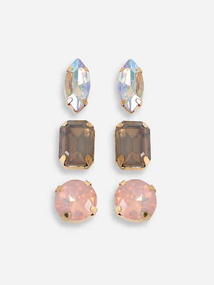 GOLD PLATED PARTY DESIGNER STONE DROP EARRING FOR WOMEN