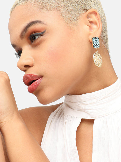 GOLD PLATED PARTY DESIGNER STONE DROP EARRING FOR WOMEN