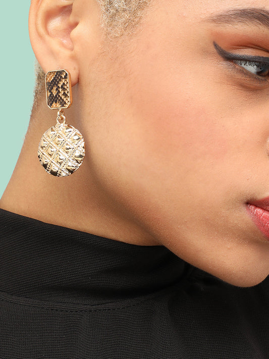 GOLD PLATED PARTY DESIGNER STONE DROP EARRING FOR WOMEN