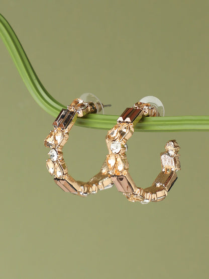 GOLD PLATED PARTY DESIGNER STONE DROP EARRING FOR WOMEN
