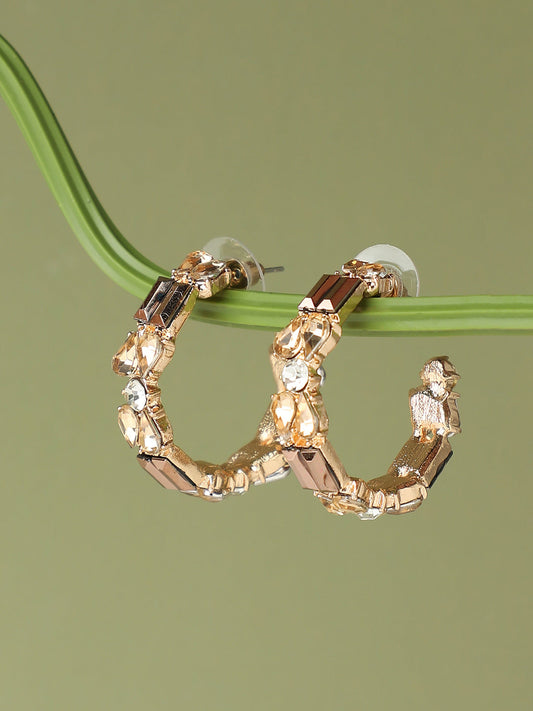 GOLD PLATED PARTY DESIGNER STONE DROP EARRING FOR WOMEN