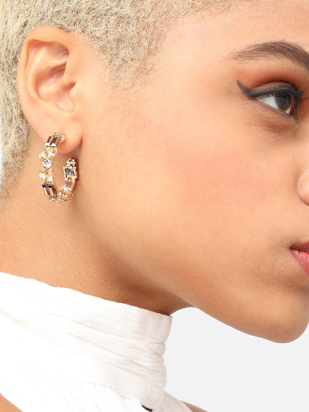 GOLD PLATED PARTY DESIGNER STONE DROP EARRING FOR WOMEN