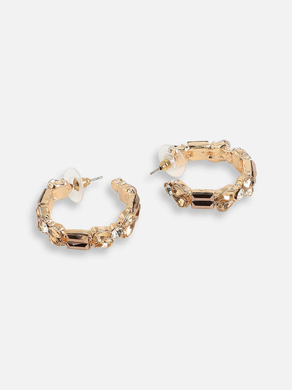 GOLD PLATED PARTY DESIGNER STONE DROP EARRING FOR WOMEN