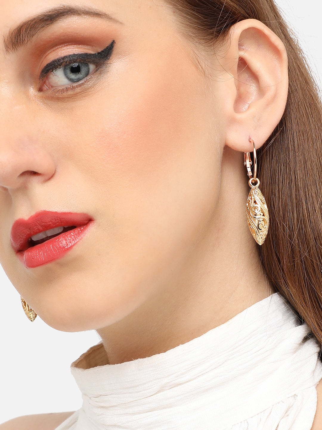 GOLD PLATED PARTY DESIGNER DROP EARRING FOR WOMEN