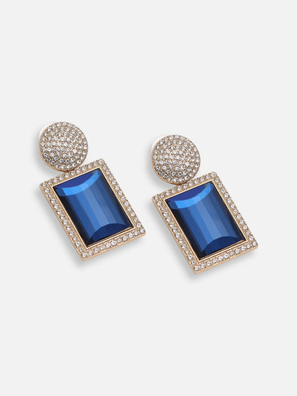 GOLD PLATED PARTY DESIGNER STONE DROP EARRING FOR WOMEN