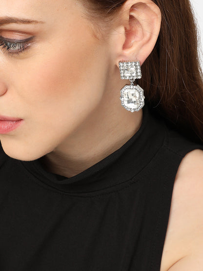 GOLD PLATED PARTY DESIGNER STONE DROP EARRING FOR WOMEN