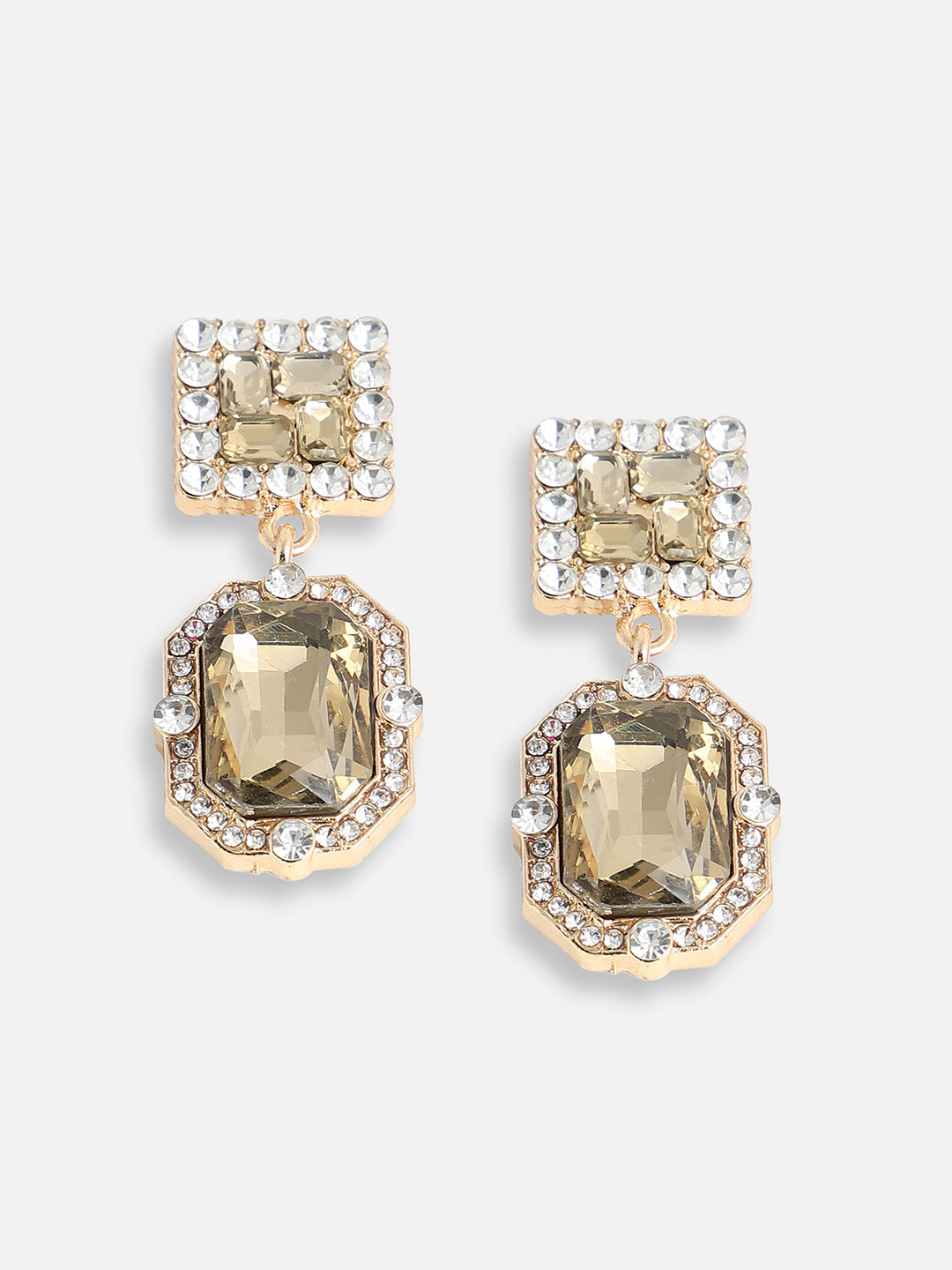 GOLD PLATED PARTY DESIGNER STONE DROP EARRING FOR WOMEN