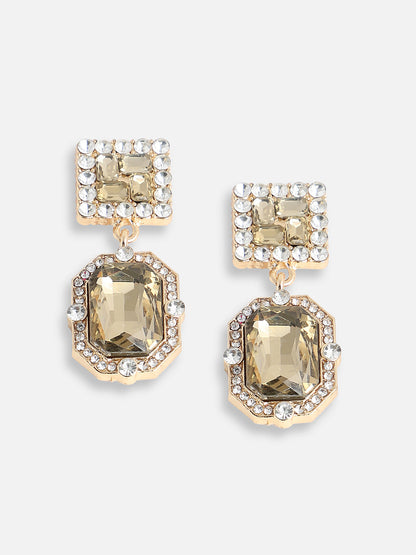 GOLD PLATED PARTY DESIGNER STONE DROP EARRING FOR WOMEN