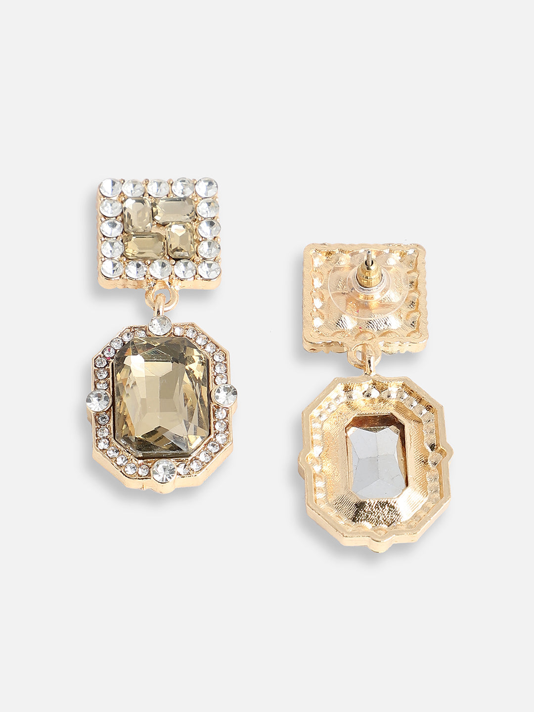 GOLD PLATED PARTY DESIGNER STONE DROP EARRING FOR WOMEN