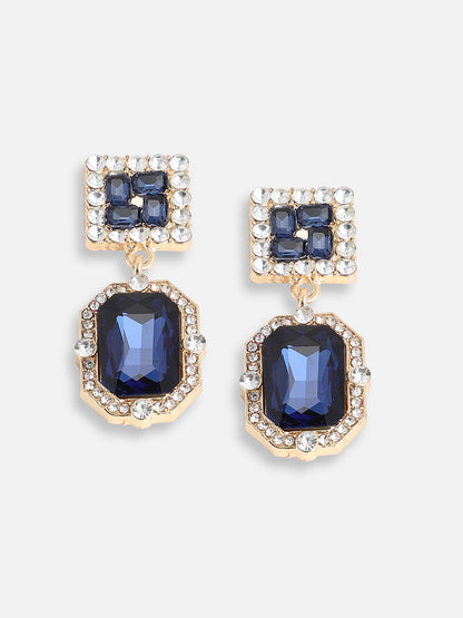 GOLD PLATED PARTY DESIGNER STONE DROP EARRING FOR WOMEN